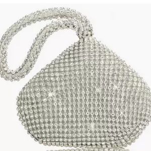 RHINESTONE COVERED EVENING BAG WITH ZIPPER CLOSURE